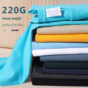 No MOQ High Quality 100% Cotton T Shirt 220gsm for Men Women Plus Size Plain Custom Your Logo Drop Shipping 1pcs Mens Clothing - Image 3