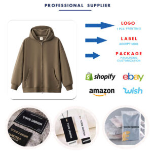 Wholesale High Quality Custom Logo Cotton French Terry Hoodie No String Blank Oversized Zipper Hoodie for Men - Image 4