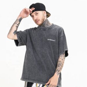 Wholesale Custom Washed T-shirt, Add Your Own Logo, Street Fashion Fast Trend T-shirt - Image 2