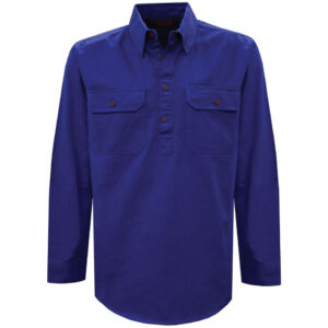 100%Cotton Half Placket Uniform Industrial Shirt Long Sleeve Work Shirts for Men - Image 5