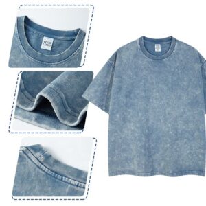 Heavyweight 330 Gsm Cotton Tshirt Custom OEM Vintage Tshirts 3D Print Plain Summer Mens Clothing - Image 3