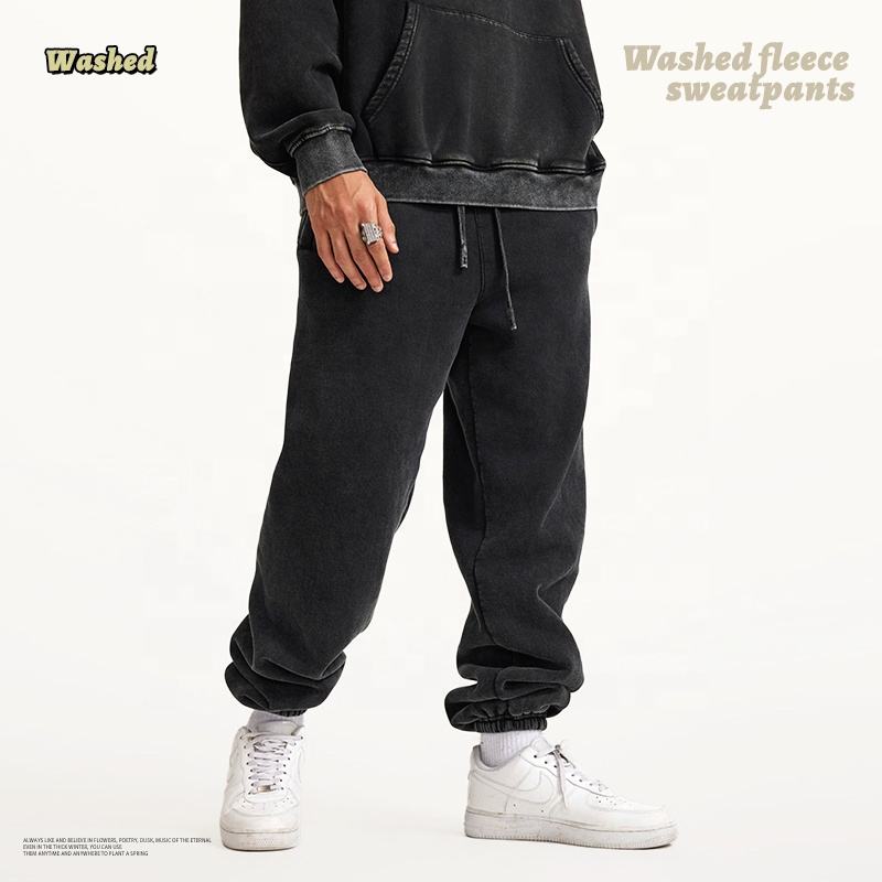 Hot Sale Warm Thicker Cotton Fleece Sweatpants Acid Wash Vintage Joggers Pants Wholesale Jogger Sweatpants