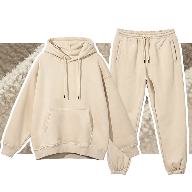 High Quality Oversized Men Pullover Wholesale Custom Printing Embroidery Hoodies Set