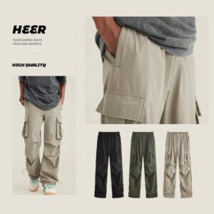 OEM LOGO Pattern High Quality Gorpcore Fashion Loose Pocket Polyester Cargo Pants Sports Men's Mants Trousers - Image 3