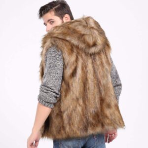 Factory Custom Fashion Winter Mens Vests Waistcoats Fur Puffer Vests - Image 4