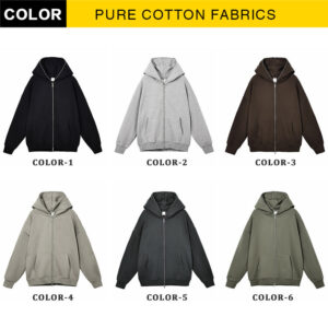 Custom Cotton Blank Drop Shoulder Fleece Hoodies Oversized Full Face Zip up Hoodie for Men - Image 3
