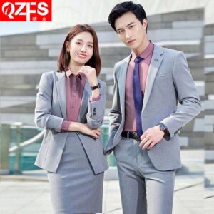 Terno Gray Suit High-end Professional Wear Autumn and Winter Men and Women the Same Suit Hotel Manager Business Suit - Image 2