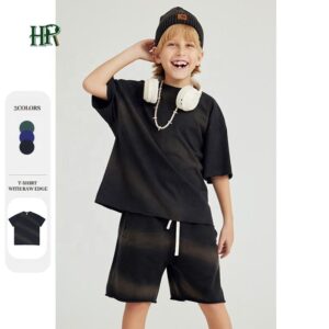 Manufacturer 100% Cotton 285 Gsm Plain Children's Custom Logo Blank Kids T Shirts for Boys and Girls - Image 3