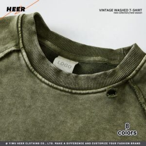 Acid Wash Mans T Shirt High Quality Heavy Weight Street Style Plain Custom Wholesale T-Shirts for Man - Image 3