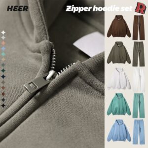 Men Tracksuit Custom Sweatsuit Jogger Set Cotton Track Zipper Men Sweatpants and Hoodie Set - Image 2