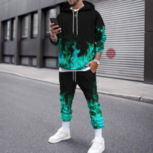 Men Flame Tracksuit Set Men's Winter Printed Autumn Outfit 2021 New Fashion Plus Size Mens Joggers Set Sport Wear Male Clothing - Image 3