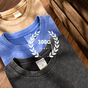 Men Vintage Short Sleeve Oversized T Shirt 300Gsm Cotton Heavy Fabric Acid Washed T-shirt - Image 1