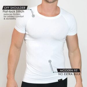 DESIGNED for PROFESSIONALS  Men's Sweat Proof Undershirt - White - Crew Neck - Slim Fit T-shirt by PATON - Image 4