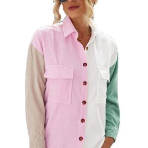 2024 Hot Selling Color-coded Design Corduroy Womens Shirts Plus Size Womens Blouse - Image 3