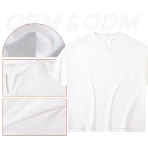 2022 Special Design Oversized Relax Drop Shoulder Pointed Collar V-neck Plus Size Men's T-shirts - Image 2