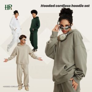Custom High Quality Plain Cotton Unisex Pullover Men's Sweatsuits Jogger Sweatpants and Hoodie Set - Image 2