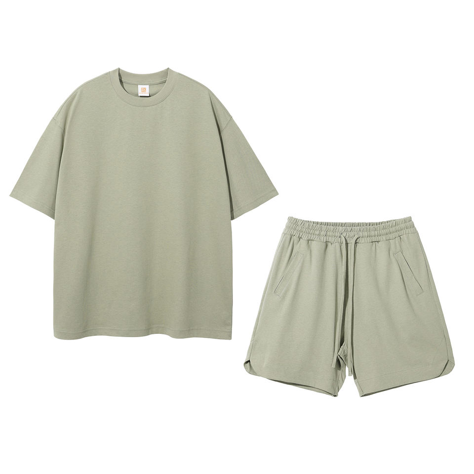 100% Cotton Oversized T-Shirt Shorts Set T Shirt and Short Set Custom Fashion Men Short Set