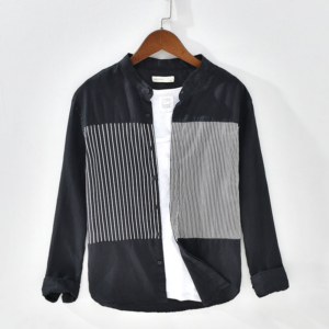 Men's Apparel 100% Linen Clothes Casual Button Long Sleeve Stand up Collar Relax Summer Soft Dress Shirts - Image 3