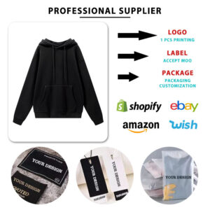 Factory Custom Logo Embroidery Men Hoodies Fleece Pullover Cotton Hoodie Streetwear - Image 3
