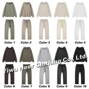 Embossed 3D Unisex Oversized Heavyweight Hoodie Set Cotton Custom Blank Men's Hoodies Set - Image 5