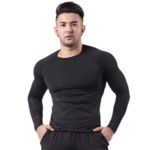 Aoyema Wholesale Compression Gym Shirts Clothing Long Sleeve Slim Fit Fitness Cheap Sport T Shirt for Men - Image 1