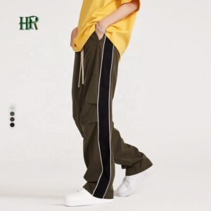 High Quality Track Pants Vintage Streetwear Man Joggers Polyester Stacked Men's Sweatpants - Image 1