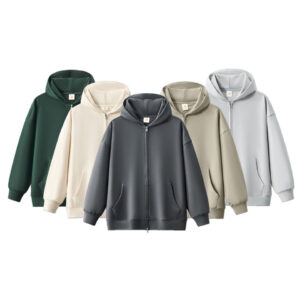Wholesale High Quality Custom Logo Cotton French Terry Hoodie No String Blank Oversized Zipper Hoodie for Men - Image 1
