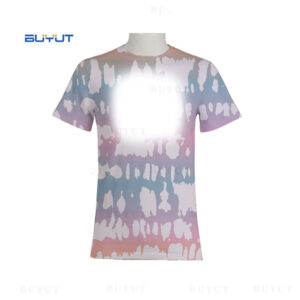 RTS DIY Printable Customized Logo Dye Tied Pattern Tee Shirt Sublimation Blank Faux Bleached T-shirt - Image 2