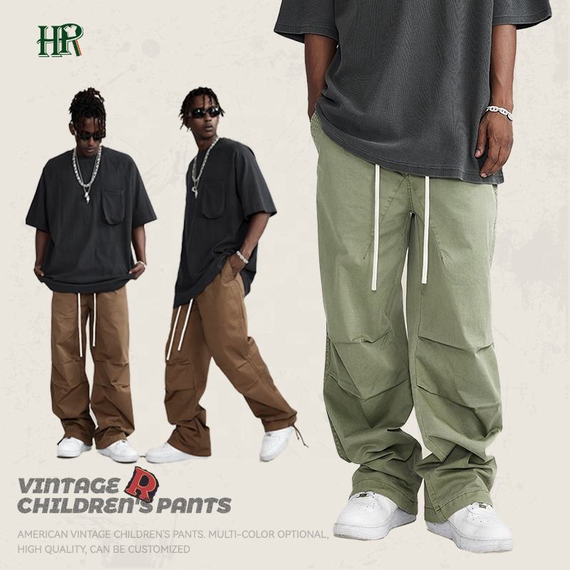 Factory Manufacture Heavy Weight Vintage  Wash Straight Leg Pants Mens Custom  Baggy Cargo Pants