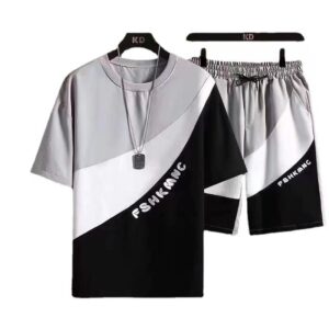 Wholesales Mens Tracksuit Clothing Mens t Shirt Shorts 2 Piece Casual Street Wear Men's Set - Image 1