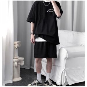 Letter Graphic Men's T-shirt Loose Short Sleeve Tops Casual Oversize Tshirt Male Korean Streetwear Cotton Men's Clothing - Image 3