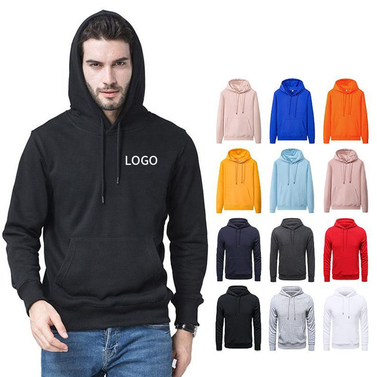 Top Custom Printing logo on Men's Pullover Hoodies Winter Warmth Fleece Hooded Sweatshirts for Men