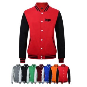 Wholesale Men's Jackets Coats Custom Printing Plus Size Unisex Uniform Baseball Jacket - Image 2