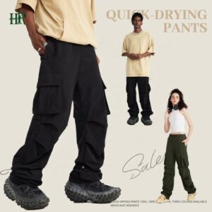 OEM LOGO Pattern High Quality Gorpcore Fashion Loose Pocket Polyester Cargo Pants Sports Men's Mants Trousers - Image 1