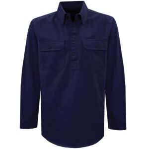 100%Cotton Half Placket Uniform Industrial Shirt Long Sleeve Work Shirts for Men - Image 4