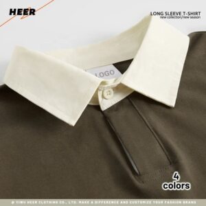 High Street Custom Logo Design Polo Shirts New Design Cotton Men's Polo Shirts Long Sleeve High Quality Polo Shirts - Image 3