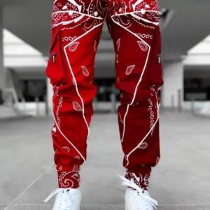 Factory Wholesale Bandana Men Trousers Custom Multiple Colors Loose Casual Jogger Pocket Paisley Cargo Pants Men - Image 6