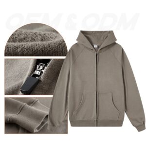 Wholesale Men's Hoodie Custom High Quality Zipper Hoodies Heavyweight French Terry Zip up Hoodies - Image 2