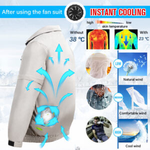 2022 Newest Design 100% Cotton Fan Cooling Clothes Summer air Conditioning Clothing, Short/long Detachable Sleeves - Image 2