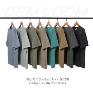 Wholesale Custom Vintage Tees Acid Washed T Shirt Oversize Crew Neck Mens T Shirts - Image 2
