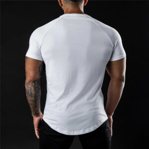 Wholesale Men's Cotton Spandex T Shirt Quick Dry Athletic Tee Muscle Fit Training Sports Blank T-shirt - Image 3