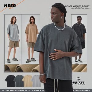 Oversized Acid Wash Mans T Shirt High Quality Heavy Weight Street Style Custom T-Shirts for Man - Image 2