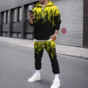 Men Flame Tracksuit Set Men's Winter Printed Autumn Outfit 2021 New Fashion Plus Size Mens Joggers Set Sport Wear Male Clothing - Image 5