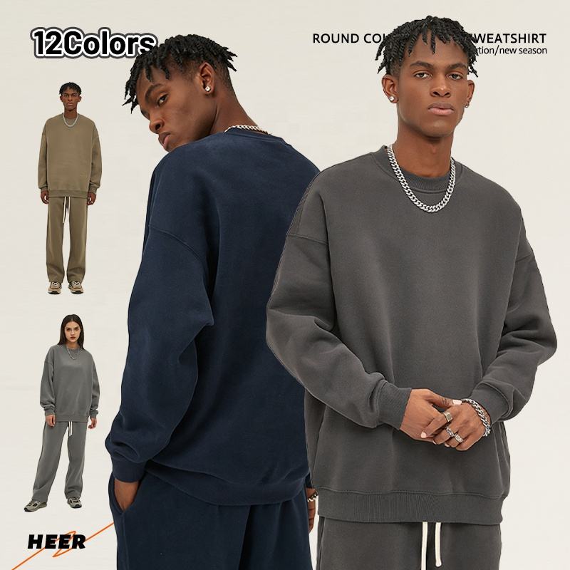 Streetwear Heavy Weight High Quality Unisex Crewneck Sweatshirt Custom Blank Oversized Fleece Men Sweatshirt