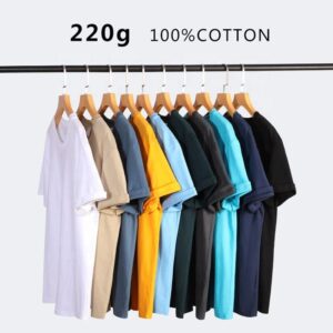 No MOQ High Quality 100% Cotton T Shirt 220gsm for Men Women Plus Size Plain Custom Your Logo Drop Shipping 1pcs Mens Clothing - Image 1