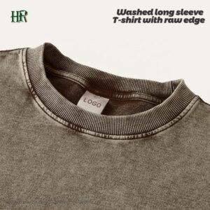 Wholesale T Shirts Heavyweight Streetwear Long Sleeve 100% Cotton Oversized Unisex 260 Gsm T Shirt - Image 3