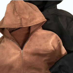Custom Streetwear Hoodie No String Fleece Blank Zip up Vintage Double Layer Acid Wash Sun Faded Distressed Hoodies for Men - Image 4