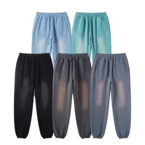 100% Cotton Vintage Acid Washed Sweat Pants Custom Sport Jogger Heavy Weight French Terry Sweatpants - Image 1