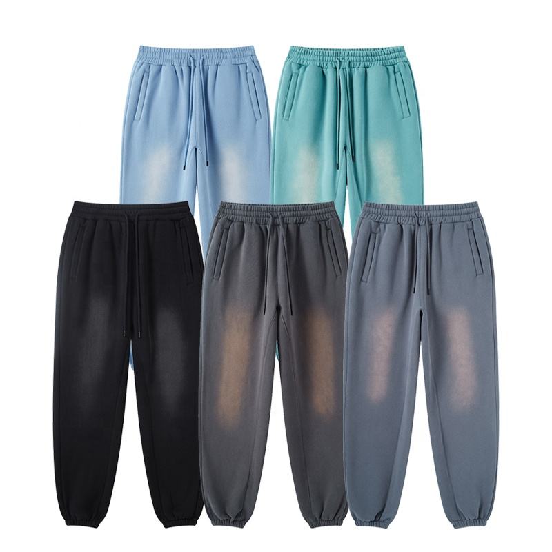 100% Cotton Vintage Acid Washed Sweat Pants Custom Sport Jogger Heavy Weight French Terry Sweatpants