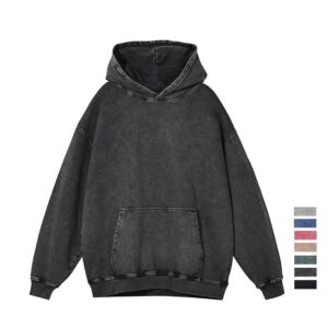 Customized Heavy Weight Cotton Hoodie Pullover Oversized Men French Terry Vintage Washed Hoodie - Image 2